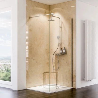 Schulte ExpressPlus Duschrückwand Decodesign 100x255cm Hochglanz Kalkstein-Hell 1 Schulte ExpressPlus Duschrückwand Decodesign 100x255cm Hochglanz Kalkstein-Hell