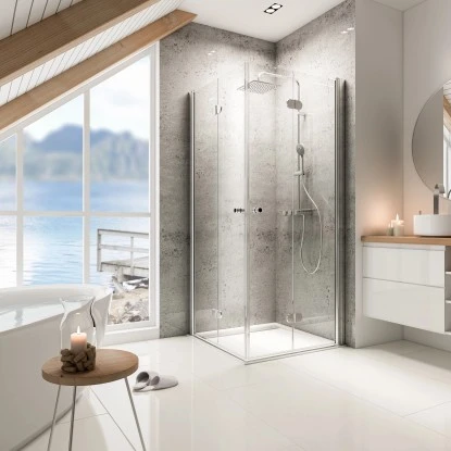 Schulte Eckeinstieg Mit Drehfalttür Garant Echtglas Chrom-Optik 90 Cm X 90 Cm 1 Schulte Eckeinstieg Mit Drehfalttür Garant Echtglas Chrom-Optik 90 Cm X 90 Cm