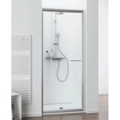 Schulte Ausziehtür Kristall/Trend Variabel Weiß Echtglas Klar Hell 69-81 X 185 C