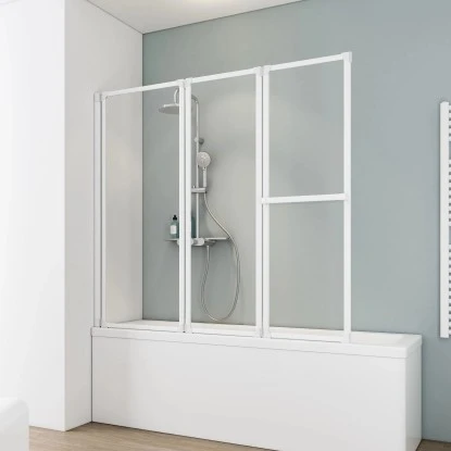 Schulte Komfort Badewannenfaltwand 3-tlg. 151,8 X 140 Cm Weiß 1 Schulte Komfort Badewannenfaltwand 3-tlg. 151,8 X 140 Cm Weiß