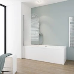Schulte Badewannenaufsatz 1-teilig 80 Cm X 140 Cm Echtglas Querstreifen Chrom