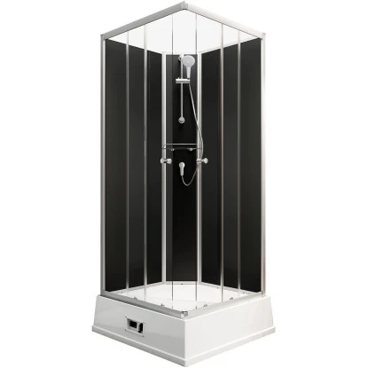 Schulte Komplettduschkabine Korfu II Mit Boiler Pumpe Alu-Natur Schwarz 2 Schulte Komplettduschkabine Korfu II Mit Boiler Pumpe Alu-Natur Schwarz – Bild 2