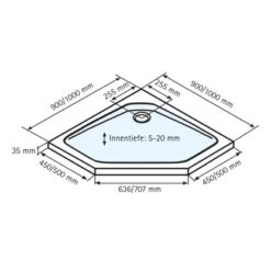 Schulte Duschwanne Fünfeck Extra-flach Alpinweiß Inkl. Füße & Ablauf 100x100 Cm -Schulte 4060991010781 2053 3