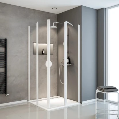 Schulte Eckeinstieg 4-teilig Sunny Alpinweiß Echtglas Klar Hell 180 Cm X 90 Cm 1 Schulte Eckeinstieg 4-teilig Sunny Alpinweiß Echtglas Klar Hell 180 Cm X 90 Cm