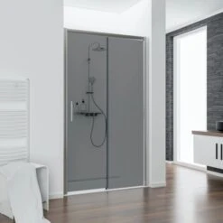 Schulte 2-tlg. Schiebetür Kristall/Trend Festelement Li. Chromoptik 140x200 Cm