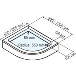 Schulte ExpressPlus Duschwanne Rund Flach Sanitäracryl Asym. Vers. Links 90x100 -Schulte 4060991056598 2053 2 1