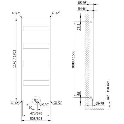 Schulte Design-Heizkörper Turin HxB 170,3x60,5 Cm Anthrazit 691 W 2 Schulte Design-Heizkörper Turin HxB 170,3x60,5 Cm Anthrazit 691 W – Bild 2