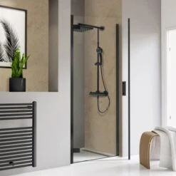 Schulte Drehtür Toura Nische Pendelbar Schwarz 200 X 80 Cm Klar Hell Anschlag L