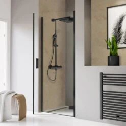 Schulte Drehtür Toura Nische Pendelbar Schwarz 200 X 90 Cm Klar Hell Anschlag R