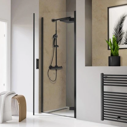 Schulte Drehtür Toura Nische Pendelbar Schwarz 200 X 90 Cm Klar Hell Anschlag R 1 Schulte Drehtür Toura Nische Pendelbar Schwarz 200 X 90 Cm Klar Hell Anschlag R