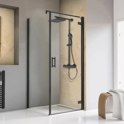 Schulte Drehtür Toura R + Seitenwand Pendelb. Schwarz 200 X 80 X 80 Cm Klar Hell 1 Schulte Drehtür Toura R + Seitenwand Pendelb. Schwarz 200 X 80 X 80 Cm Klar Hell