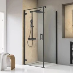 Schulte Drehtür Toura L + Seitenwand Pendelbar Schwarz 200 X 90 X 90 Cm Klar Hel