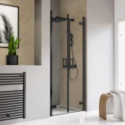 Schulte Pendeltür Toura Nische Schwarz 200 Cm X 90 Cm Klar Hell