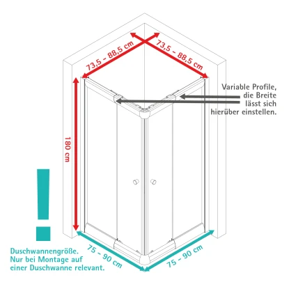 Schulte Eckeinstieg Mit Schiebetüren Sunny 180 Cm X 75-90 Cm Schwarz Klarglas 7 Schulte Eckeinstieg Mit Schiebetüren Sunny 180 Cm X 75-90 Cm Schwarz Klarglas – Bild 7
