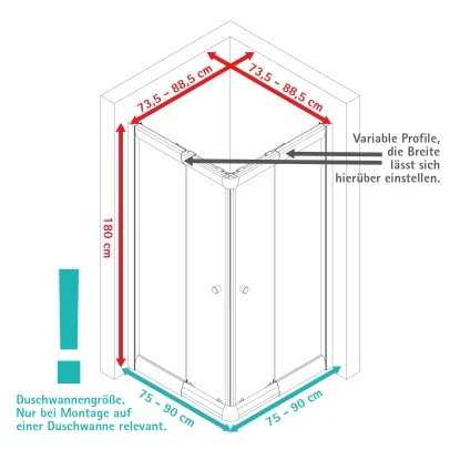 Schulte Eckeinstieg Mit Schiebetüren Sunny 180 Cm X 75-90 Cm Weiß Glasdekor 6 Schulte Eckeinstieg Mit Schiebetüren Sunny 180 Cm X 75-90 Cm Weiß Glasdekor – Bild 6
