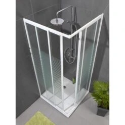 Schulte Eckdusche Sunny Mit Querstreifen 90 X 90 Cm 2-teilig Variabel Alu Natur -Schulte 6778583 AB02