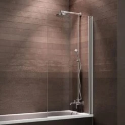 Schulte Badewannenfaltwand Komfort 1-tlg. 69,5 X 130 Cm Ohne Bohren Alu-Natur