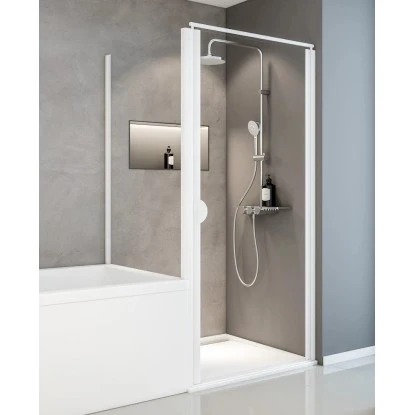 Schulte Sunny Drehtür Mit Verkürzter Seitenwand Echtglas Klar Alpinweiß 6 Schulte Sunny Drehtür Mit Verkürzter Seitenwand Echtglas Klar Alpinweiß – Bild 6